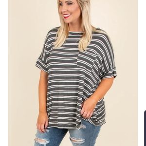 Gray & white striped top